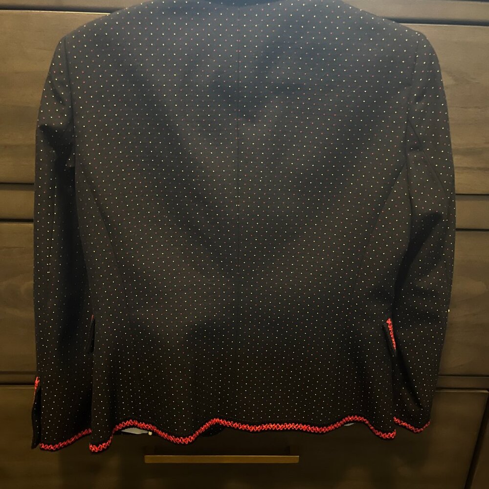 Gucci Navy Blue Dotted Contrast Trim Detail Blazer - Picture 2 of 5
